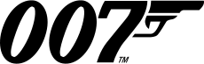 The numbers 007, with a gun barrel and trigger attached to the 7 to make it resemble a handgun.