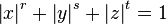  \left|x\right|^r + \left|y\right|^s + \left|z\right|^t =1