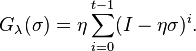 G_\lambda(\sigma)=\eta\sum_{i=0}^{t-1}(I-\eta\sigma)^i. 