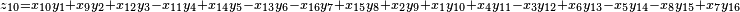 \,^{z_{10} = x_{10} y_1 + x_9 y_2 + x_{12} y_3 - x_{11} y_4 + x_{14} y_5 - x_{13} y_6 - x_{16} y_7 + x_{15} y_8 + x_2 y_9 + x_1 y_{10} + x_4 y_{11} - x_3 y_{12} + x_6 y_{13} - x_5 y_{14} - x_8 y_{15} + x_7 y_{16}}