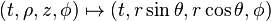 (t,\rho,z,\phi)\mapsto(t,r\sin\theta,r\cos\theta,\phi)