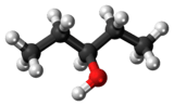 Ball-and-stick model of the 3-pentanol molecule