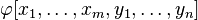 \varphi[x_1,\ldots,x_m,y_1,\ldots,y_n]