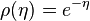 \rho(\eta)=e^{-\eta}