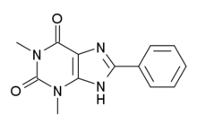 Skeletal formula of 8-phenyltheophylline