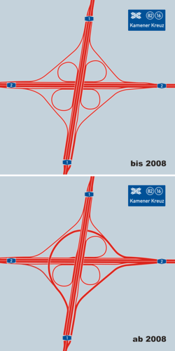 Map of the interchange until and since 2008.