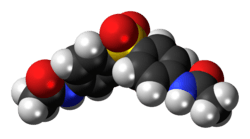 Space-filling model of the acedapsone molecule