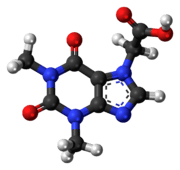 Ball-and-stick model of the acefylline molecule