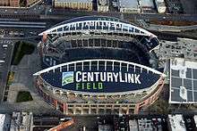 Aerial view of a stadium.