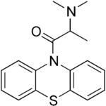 Skeletal formula of dimethylaminopropionylphenothiazine