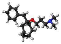 Ball-and-stick model of the bencyclane molecule