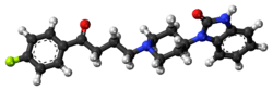 Ball-and-stick model of the benperidol molecule