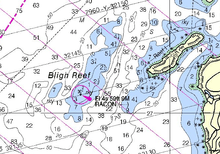 Map excerpt showing Bligh Reef.