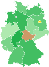 A coloured map of the states of Germany