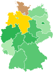 A coloured map of the states of Germany