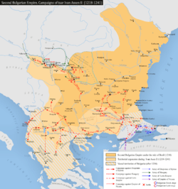 A map of the Bulgarian Empire in the mid 13th century