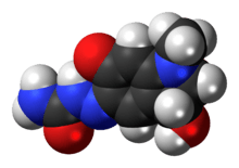 Space-filling model of the carbazochrome molecule