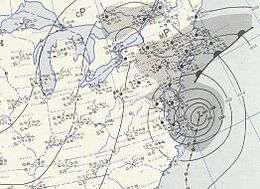 Weather map shows Hurricane Carol off the east coast of Virginia