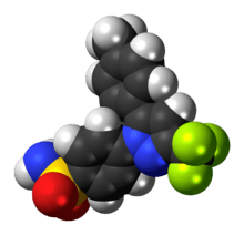 Space-filling model of the celecoxib molecule