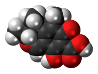 Space-filling model of the citrinin molecule