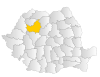 Map of Romania highlighting Cluj County