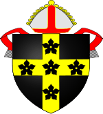 Sable, a cross Or with five cinquefoils sable