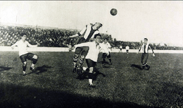 Photograph of a football match