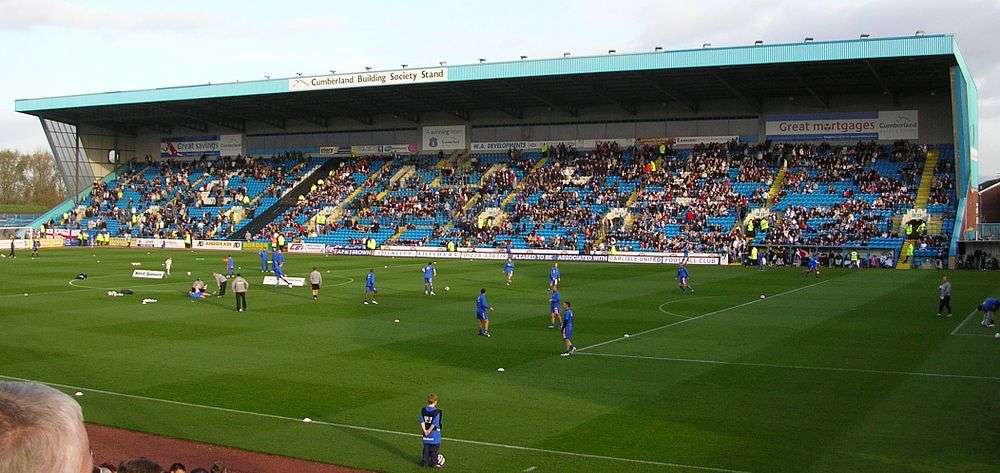 A view over Brunton park from the Paddock towards the East (The Pioneer Foods) Stand.