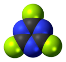 Space-filling model of the cyanuric fluoride molecule