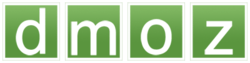 "dmoz" in white on a green background with each letter in a separate square