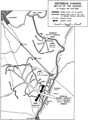 Map depicting Allied breakthroughs of the German line. The German armour is held back and committed to seal the breakthrough