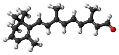 Ball-and-stick model of the dehydroretinal molecule