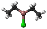 Ball-and-stick model of the diethylaluminium chloride molecule