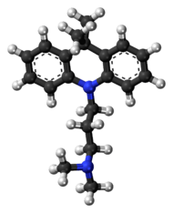 Ball-and-stick model of the dimetacrine molecule