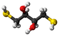 Ball-and-stick model of the dithiothreitol molecule