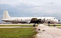 A four-engined aircraft on the ground