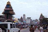 image of a street in the town with temple chariot