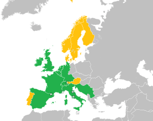 A coloured map of the countries of Europe