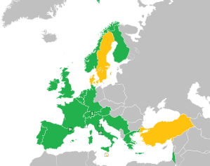 A coloured map of the countries of Europe