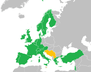 A coloured map of the countries of Europe