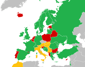 A coloured map of the countries of Europe