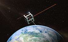 ESTCube-1 micro satellite orbiting globe and beaming light to Estonia