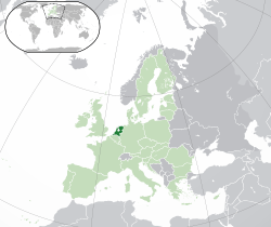 Map showing the Netherlands in Europe