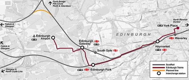 Edinburgh Gateway tram connections map