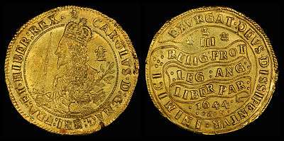 1644 Triple Unite (obverse)