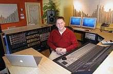 Erwin in the control room of the Bamboo Room Studio