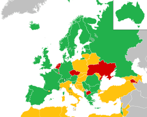 A coloured map of the countries of Europe