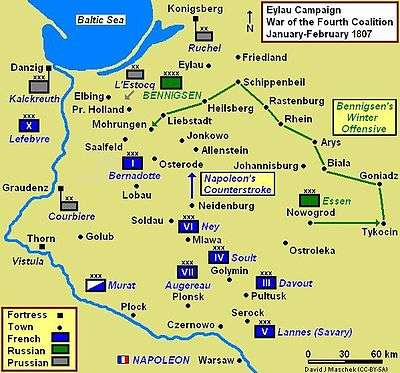 Battle of Eylau Campaign Map, Jan.-Feb. 1807