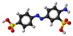 Ball-and-stick model of the Fast Yellow AB molecule