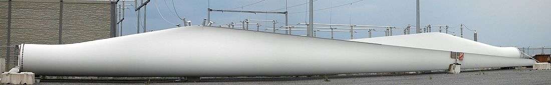 Fiberglass-reinforced epoxy blades of Siemens SWT-2.3-101 wind turbines.